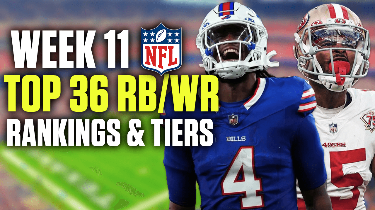 Week 11 Fantasy Football RB+WR Rankings & Tiers (Top 36)