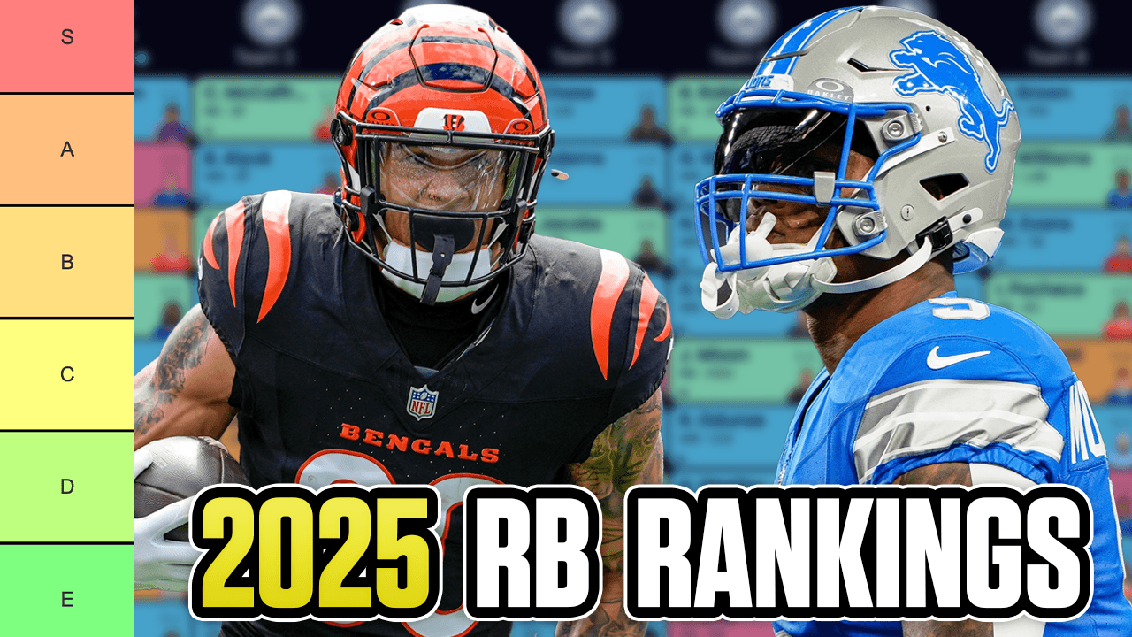 Top 60 RB Rankings & Tiers (2025 Fantasy Football)